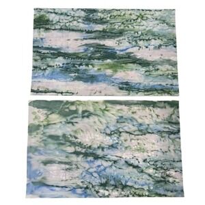 SkyDyes Mickey Lawler 2010 Hand Dyed Fabric TWO 1yd Pieces Abstract  Blue Green